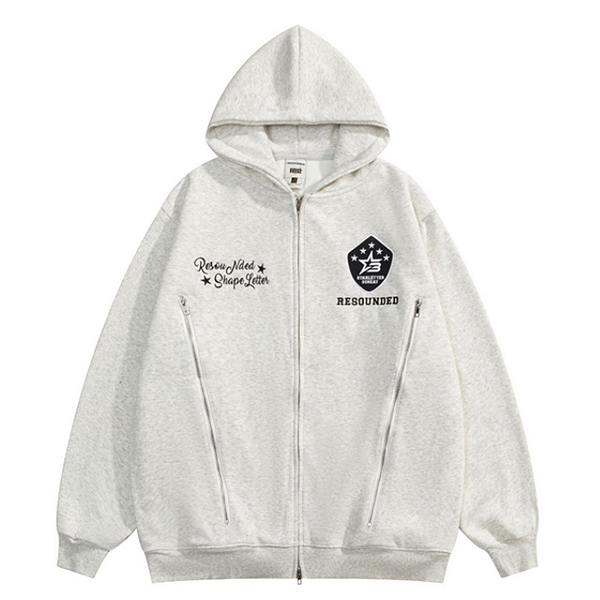 Resounded Mark Lettering Twoway 2Color Hood Zip-Up (8691)