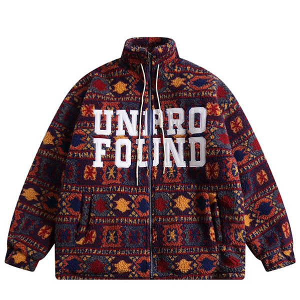 Ethnic Pattern Vivid Colorful Fleece Padding Jacket (8719)
