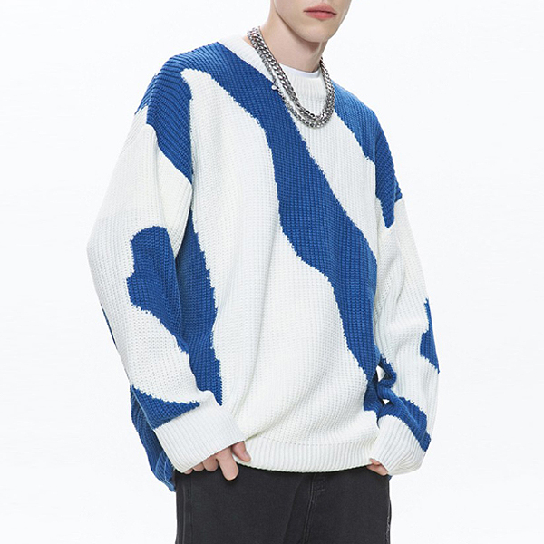 Whole Big Watery Pattern Loose 2Color Knit Sweater (8755)