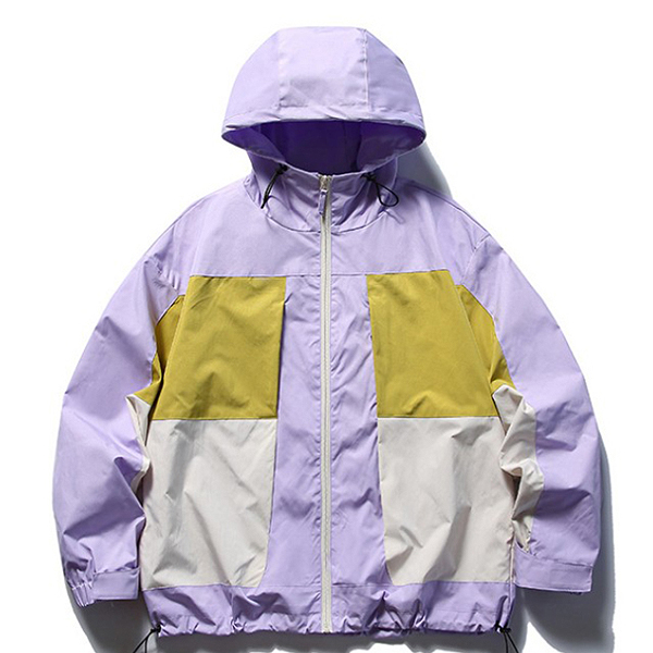 Half Color Blocks String Outdoor 2Color Hood Jacket (8779)