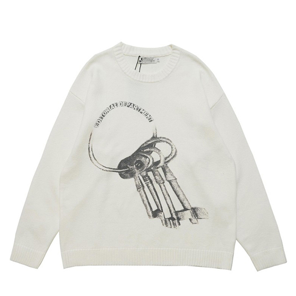 Keys Bundle Big Embroidery 2Color Knit Sweater (8793)