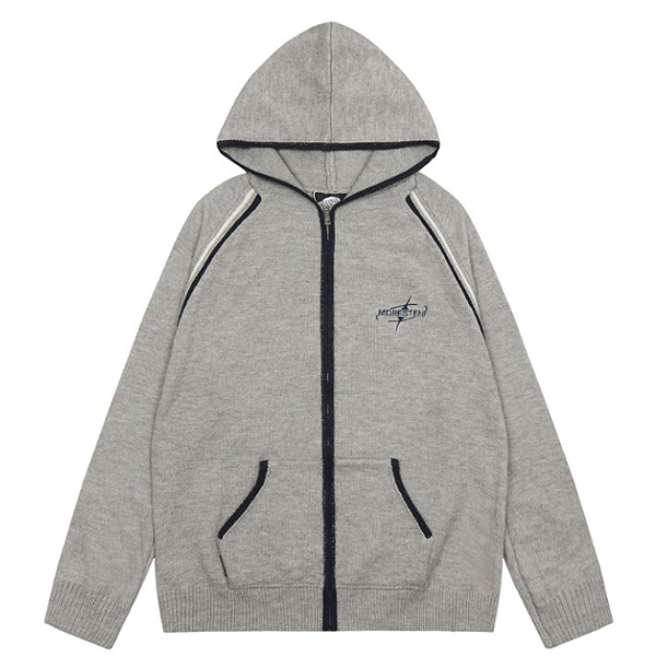 Morestenf Logo Embroidery 2Color Hood Knit Zip-Up (8850)