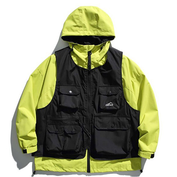 Detachable Techwear Vest String 3Color Hood Jacket (8873)