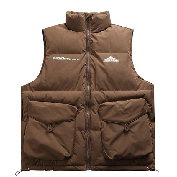 Studioone Lettering Solid Big Pockets 3Color Padding Vest (8878)