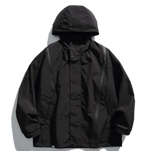 Zipper Shoulder Point String 2Color Hood Jacket (8858)