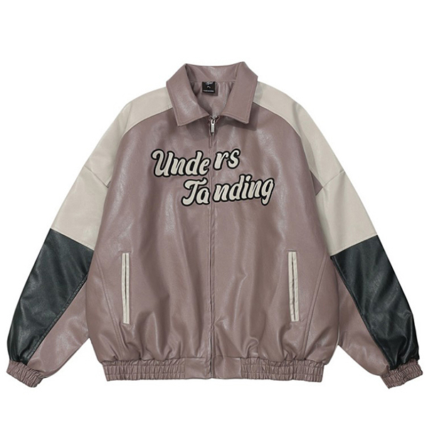 Understanding Embroidery Quilting Leather 2Color Jacket (8890)