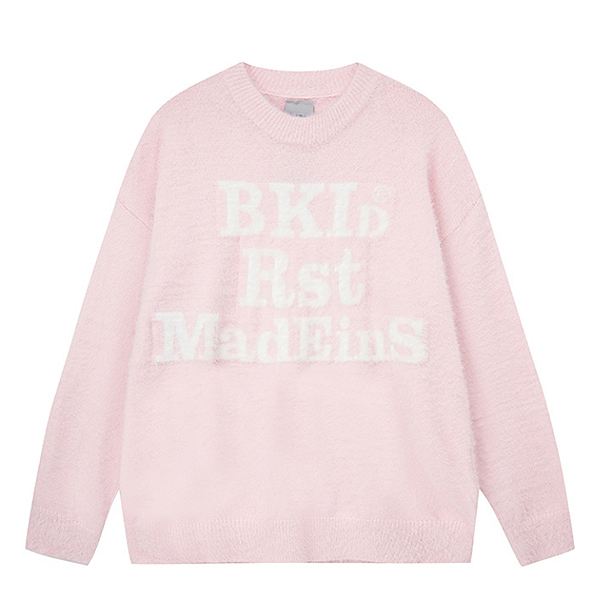 Fluffy Mad Eins Big Lettering 3Color Knit Sweater (8934)