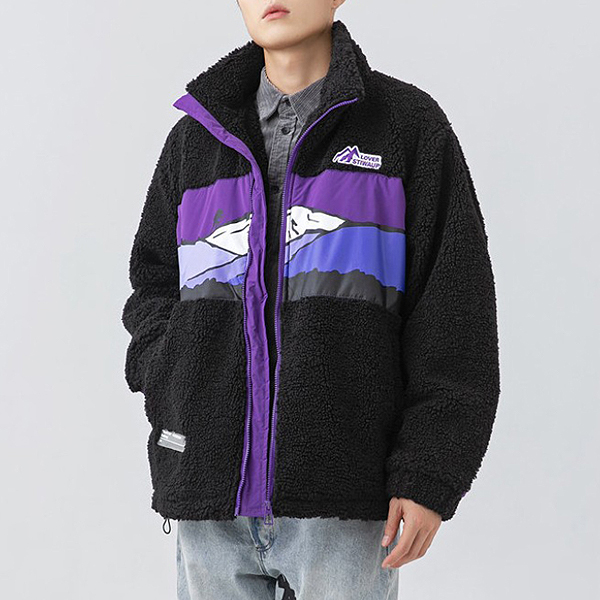 Purplish Mountain Embroidery Wool 2Color Fleece Jacket (8987)