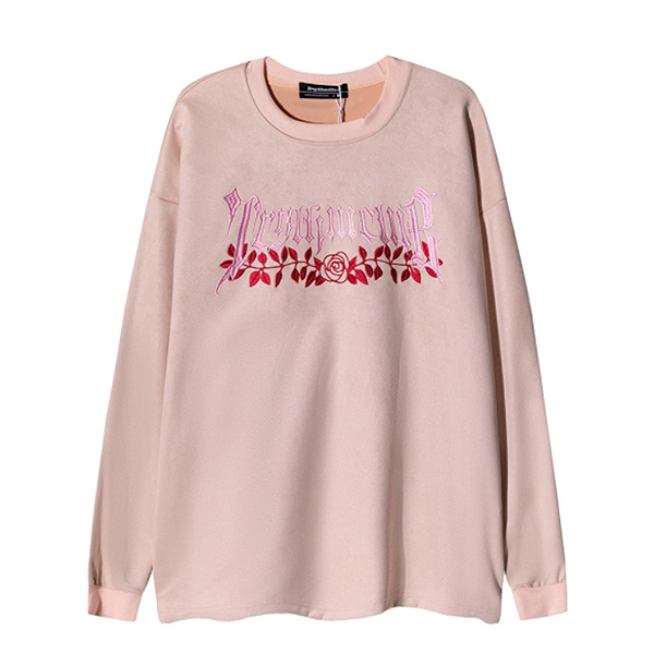 Rose Petal Lettering Embroidery Loose 2Color Sleeve (9156)