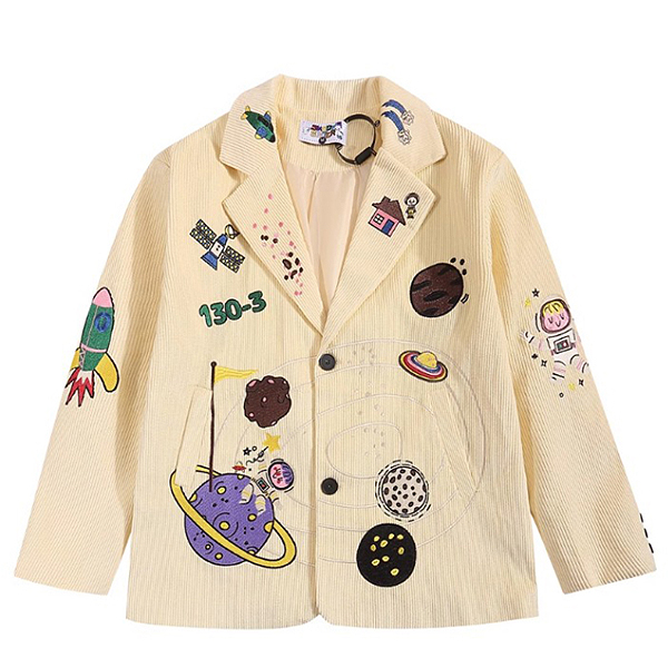 Colorful Space Embroidery Corduroy 2Color Blazer (9354)