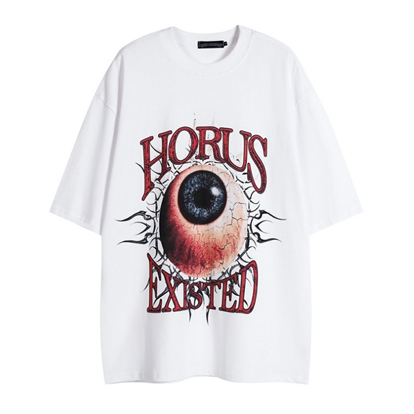 Eyeball Letter Printing 2Color Casual TEE (9778)