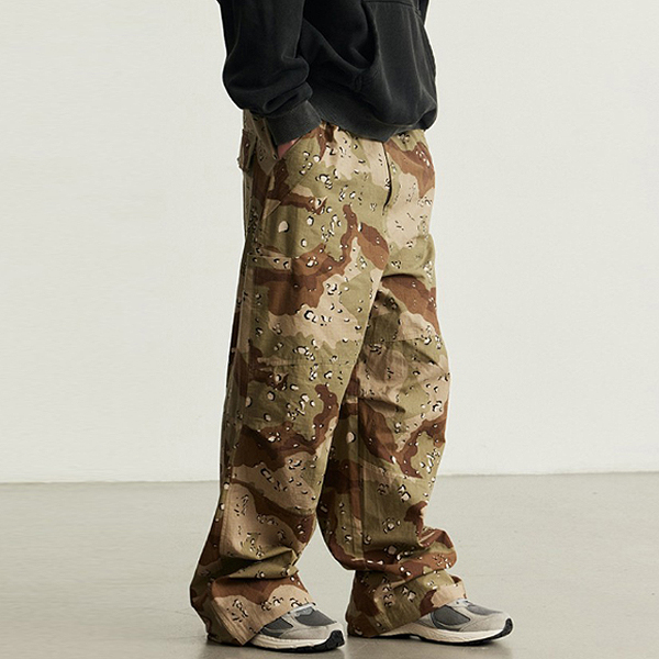 Camouflage Leopard Pattern Pintuck Wide Casual Pants (9708)