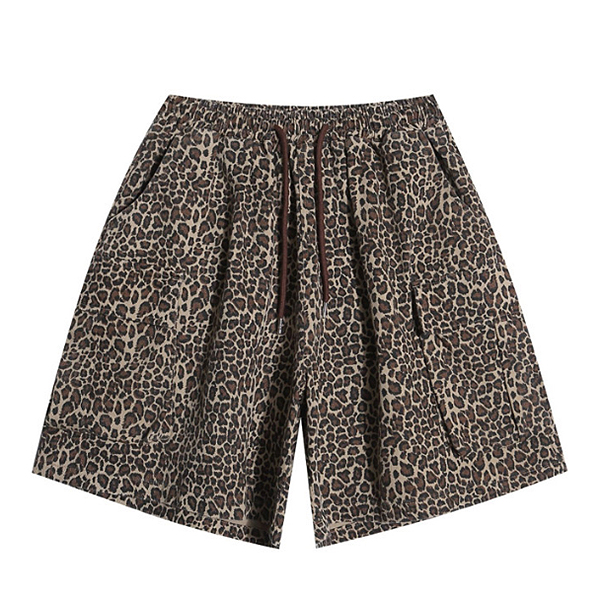 Brown Whole Leopard Pattern 1/2 Casual Pants (9913)