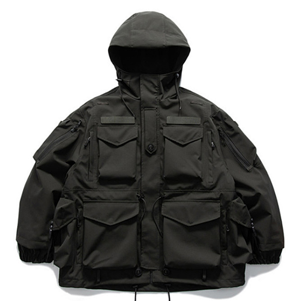 Clean Solid Multi Pockets Outdoor 2Color Hood Jacket (9914)