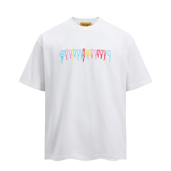 Pastel Rainbow Shimianma Flow Lettering 2Color TEE (0503)