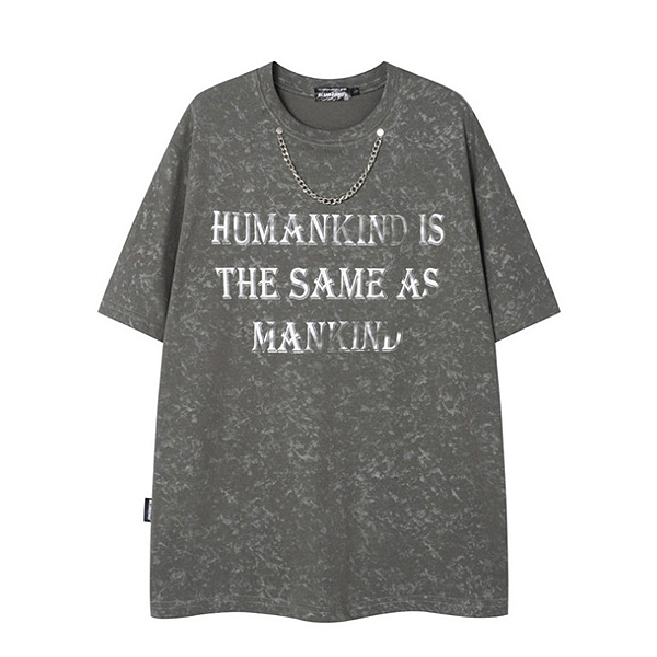 Bold Chain Humankind Lettering Loose 2Color TEE (0516)