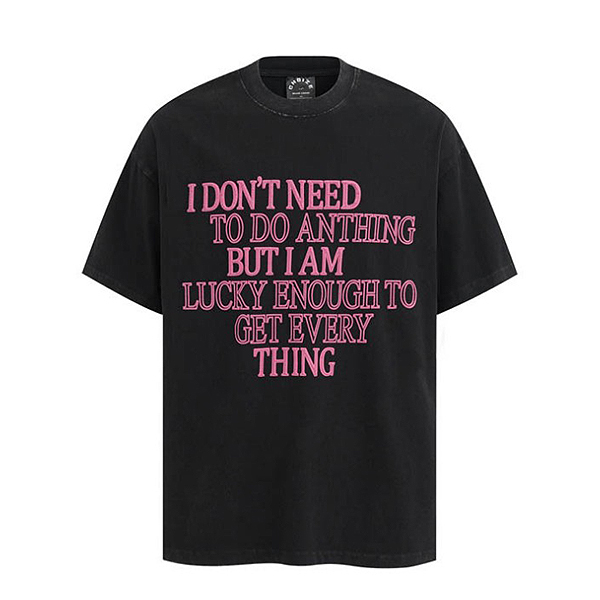 Vintage Black Need Lucky Enough Lettering TEE (0540)