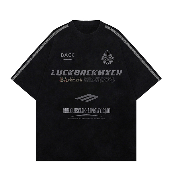 Black Luckbackmxch Vintage Lettering Sporty TEE (0523)