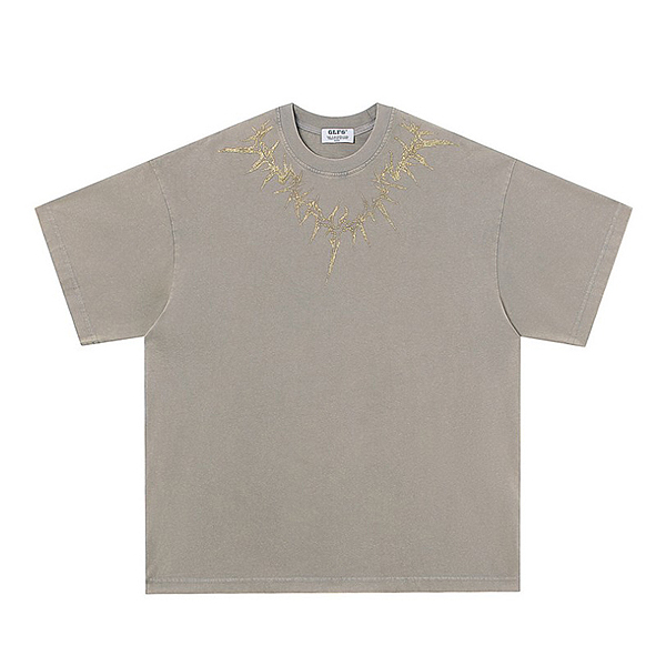 Spiny Thorn Embroidery Neckline 2Color TEE (0550)