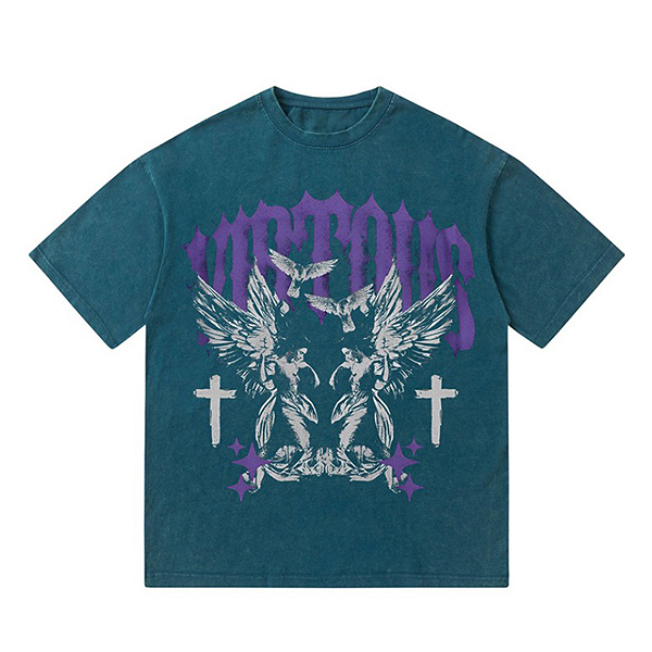 Peace Birds Cross Angel Gothic Printing 6Color TEE (0590)