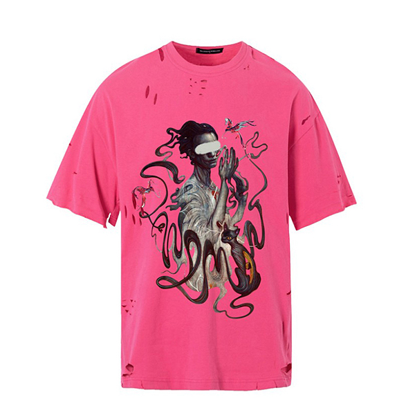 Mystery Cat Woman Printing Damages 5Color TEE (0594)
