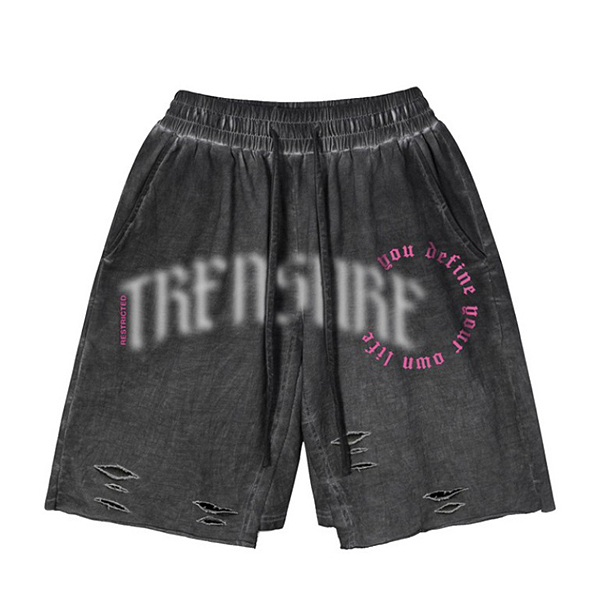 Blurred Treasure Lettering Damages 2Color 1/2 Casual Pants (0604)