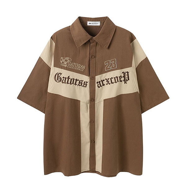 Gatorss Gothic Embroidery Sporty 2Color 1/2 Shirt (0606)