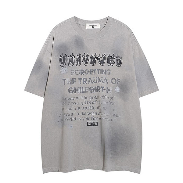 Tiedye Washing Fire Unavowed Lettering 2Color TEE (0607)