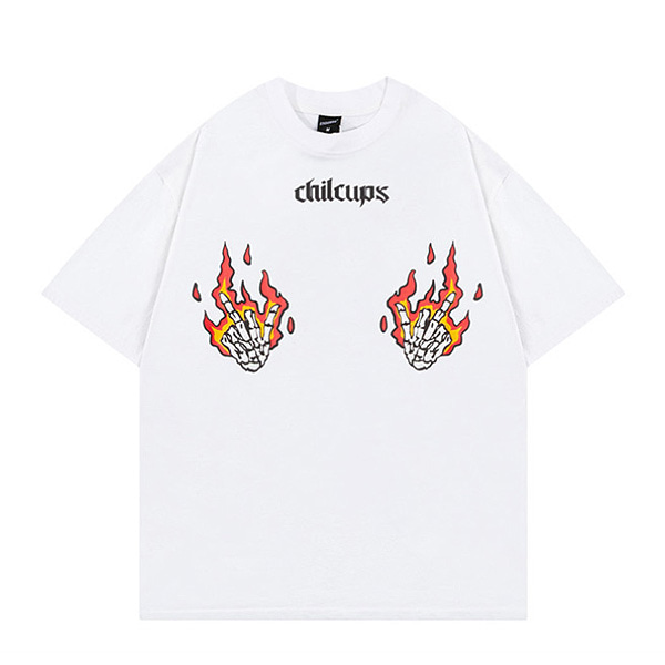 Chilcups Fire Hand Bones Printing 2Color TEE (0685)