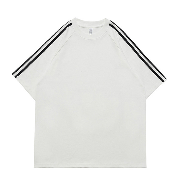 Sporty Daily Colored Lines Plain 2Color TEE (0731)