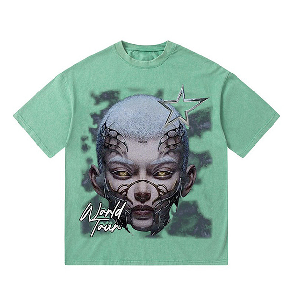 Metallic Unique Masked Face Printing 6Color TEE (0741)
