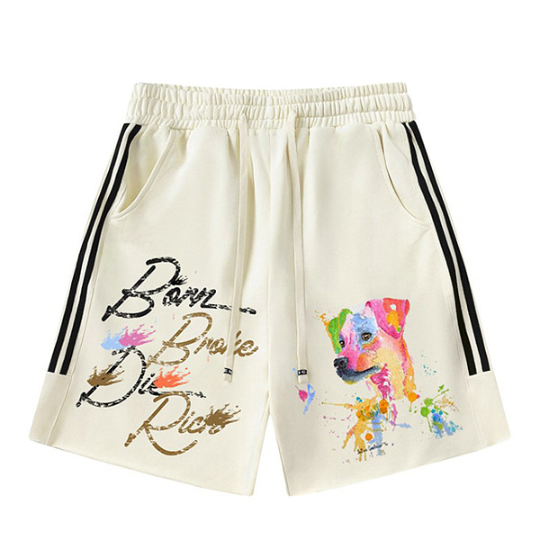 Colorful Watercolor Painting Dog 3Color 1/2 Casual Pants (0752)