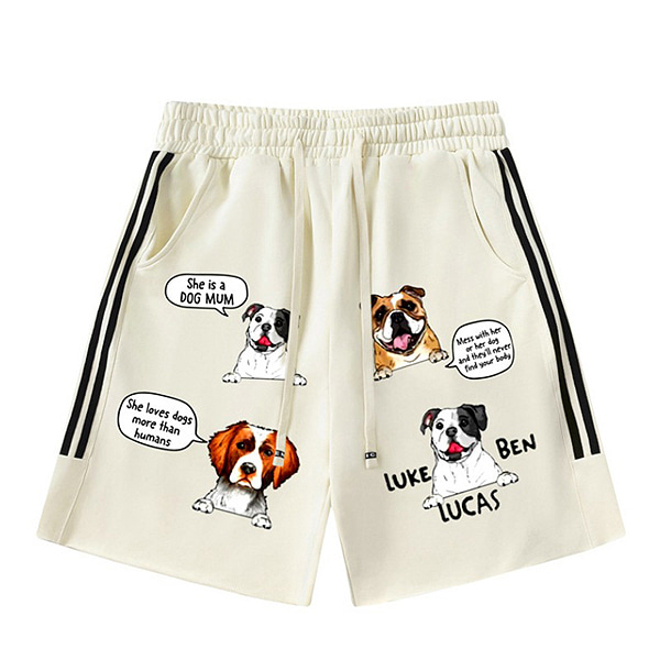 Dogs Speech Bubble Printing 3Color 1/2 Casual Pants (0755)