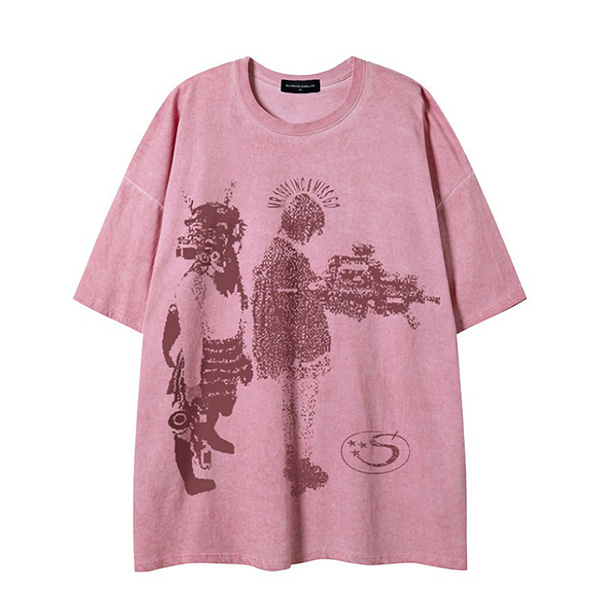 Standing Young Kids Printing Loose 4Color TEE (0778)