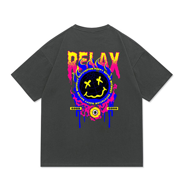 Back Bright Fire Relax Smile Printing 4Color TEE (0783)