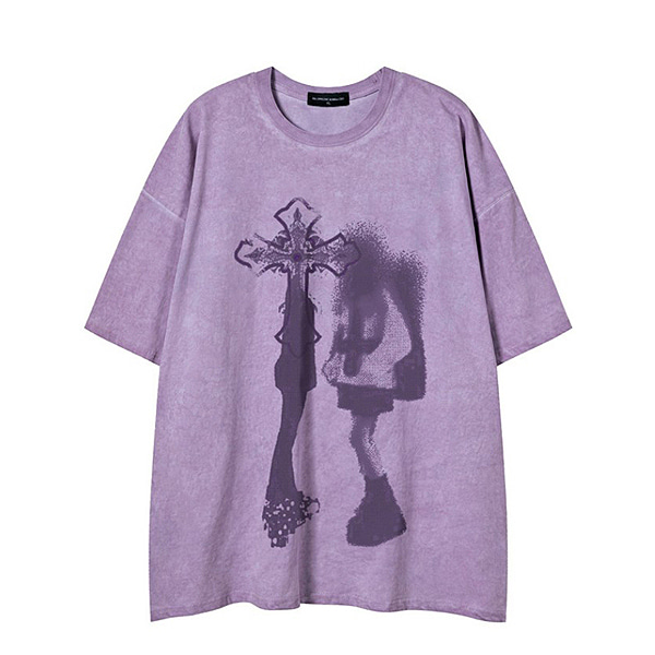 Gothic Cross Children Printing Loose 4Color TEE (0797)