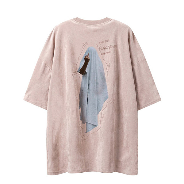 Back Cover Blanket Ghost Printing Loose 3Color TEE (0801)